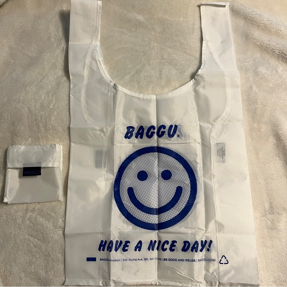 Baggu Standard Thank You Brooklyn Smile Reusable Bag White / Blue One Size